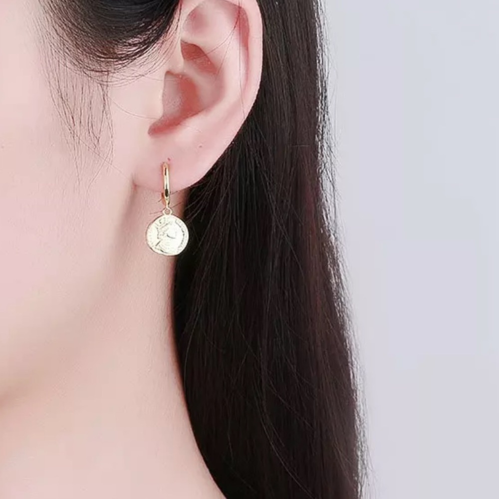 ⚡️Insta coin portrait gold plated earrings - Picture 2 of 4